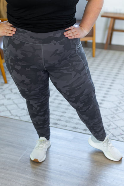 IN STOCK Athleisure Leggings - Charcoal Camo