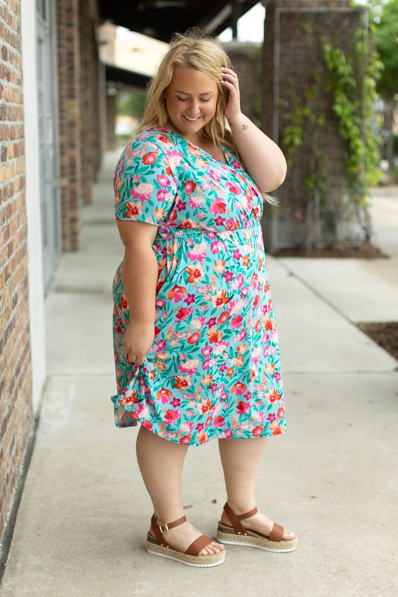 IN STOCK Tinley Dress - Aqua and Pink Floral FINAL SALE