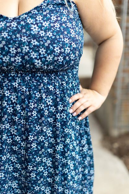 IN STOCK Cassidy Midi Dress - Blue Floral Mix | Women’s Dress FINAL SALE