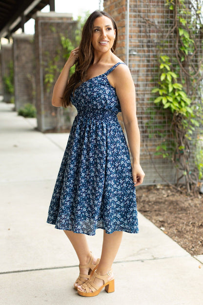 IN STOCK Cassidy Midi Dress - Blue Floral Mix | Women’s Dress FINAL SALE