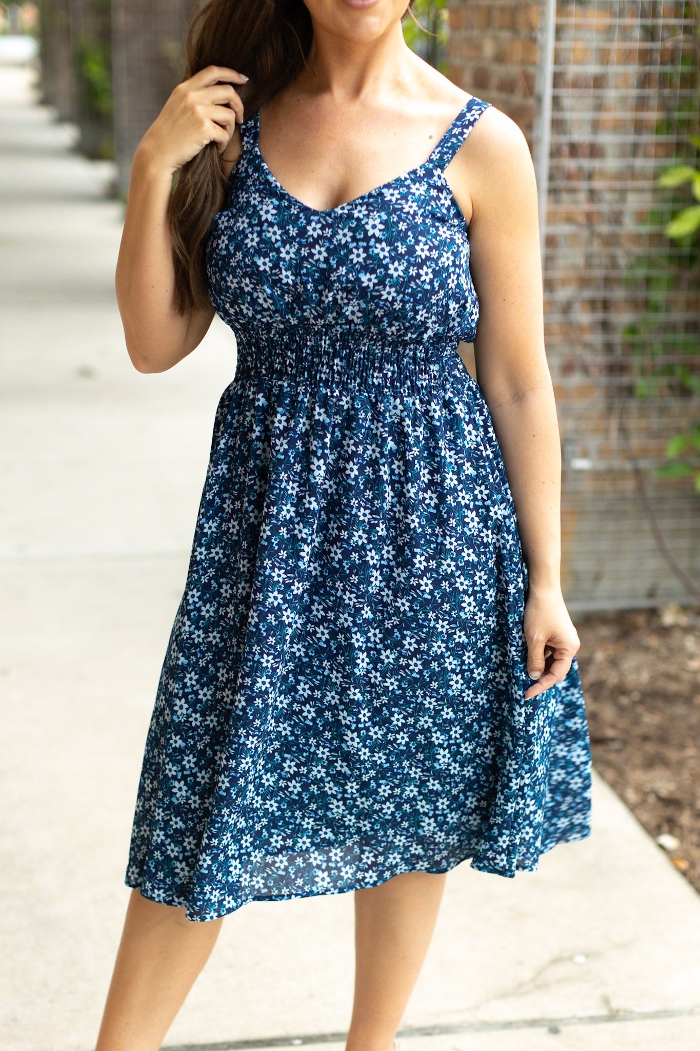 IN STOCK Cassidy Midi Dress - Blue Floral Mix | Women’s Dress FINAL SALE