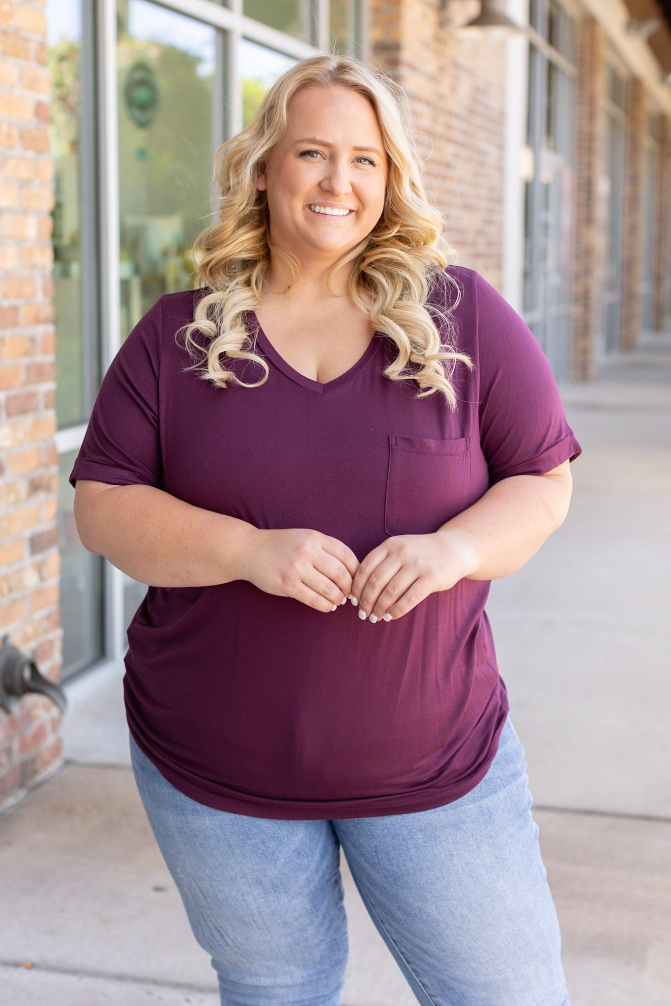 IN STOCK Sophie Pocket Tee - Burgundy | Women's Short Sleeve