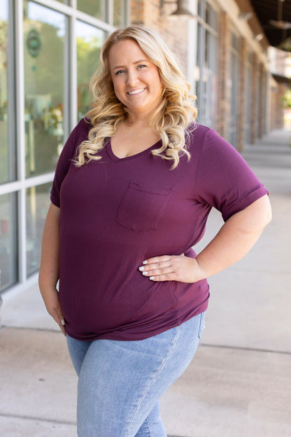 IN STOCK Sophie Pocket Tee - Burgundy | Women's Short Sleeve