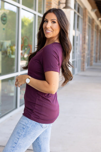 IN STOCK Sophie Pocket Tee - Burgundy | Women's Short Sleeve