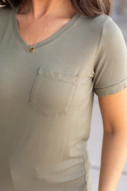 IN STOCK Sophie Pocket Tee - Olive | Women's Short Sleeve