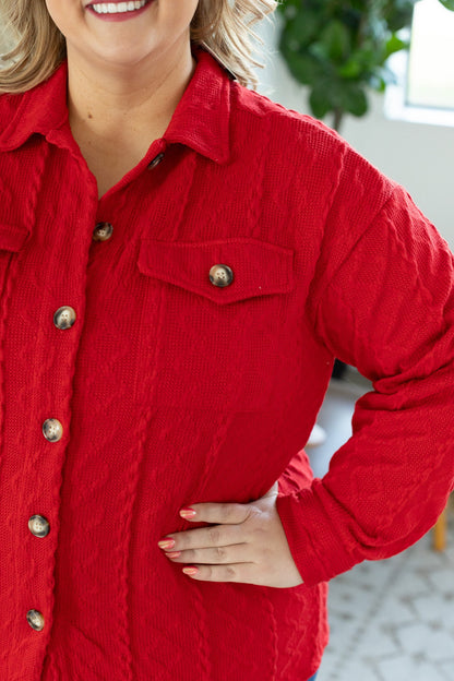 IN STOCK Cable Knit Jacket - Red