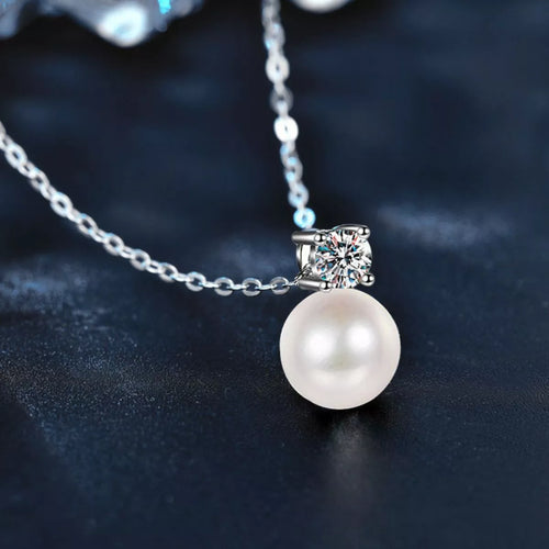 .925 STERLING SILVER MOISSANITE PEARL NECKLACE Necklace