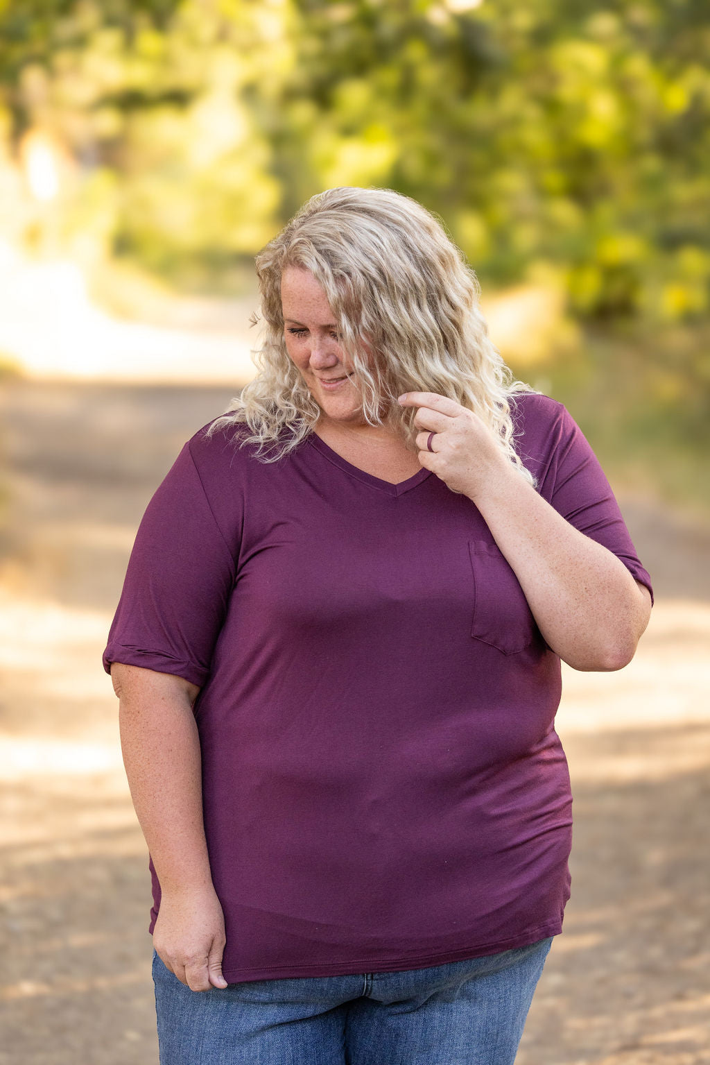 IN STOCK Sophie Pocket Tee - Burgundy | Women's Short Sleeve