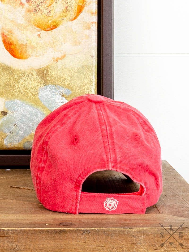 GIRLS Gold Glitter Bill Hat, Red