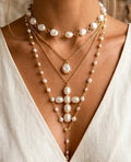 FAITH PEARL CHUNKY CROSS LARIAT CHAIN NECKLACE | WATERPROOF JEWELRY YOU WILL LOVE Necklace