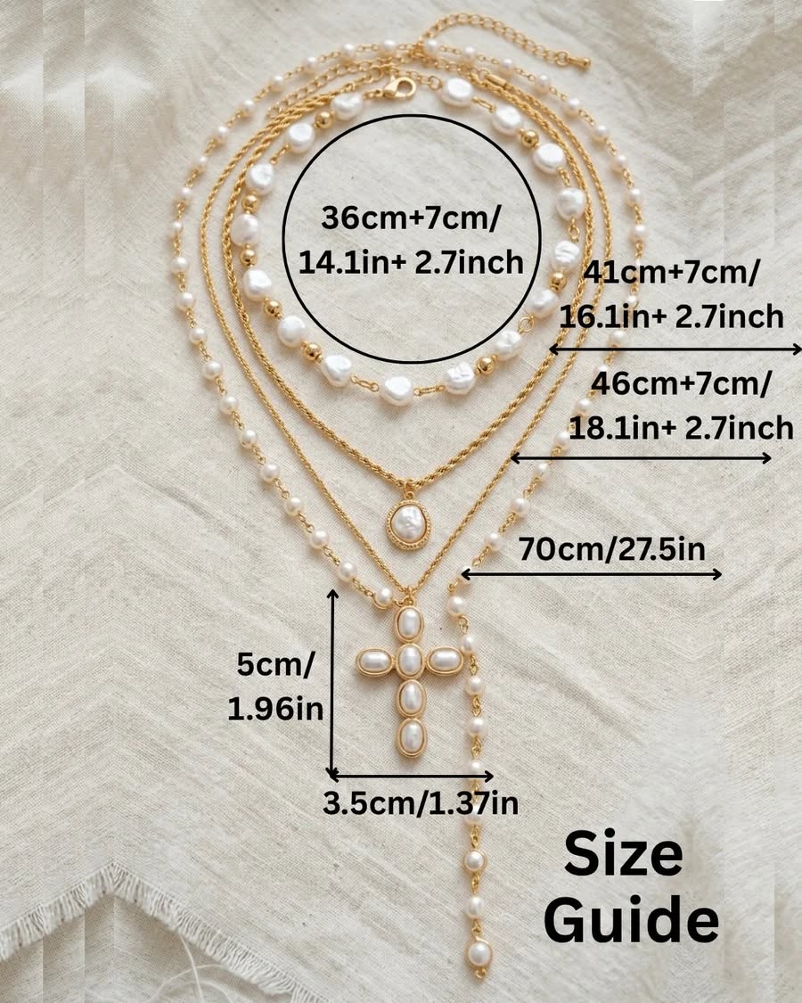 FAITH PEARL CHUNKY CROSS LARIAT CHAIN NECKLACE | WATERPROOF JEWELRY YOU WILL LOVE Necklace