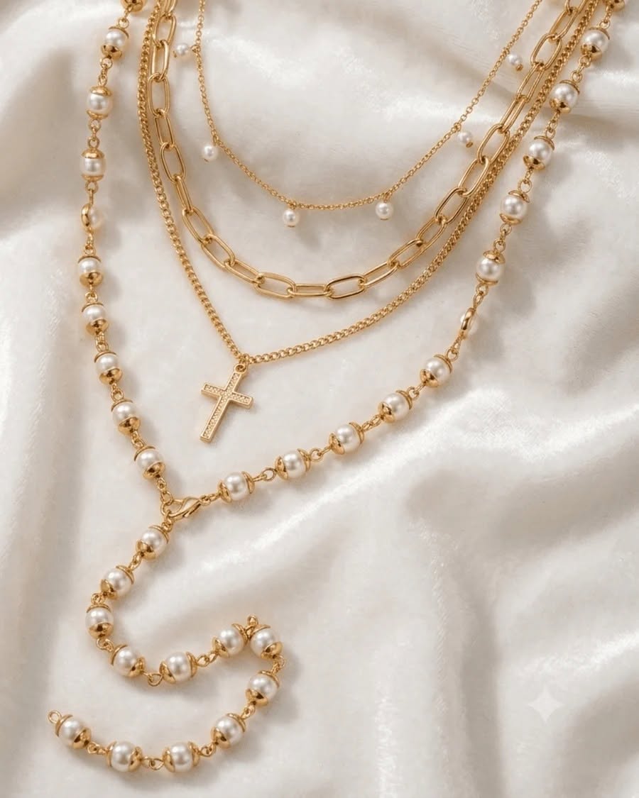 FAITH PEARL CROSS LARIAT NECKLACE STACK | DON'T PASS THIS ONE UP Necklace