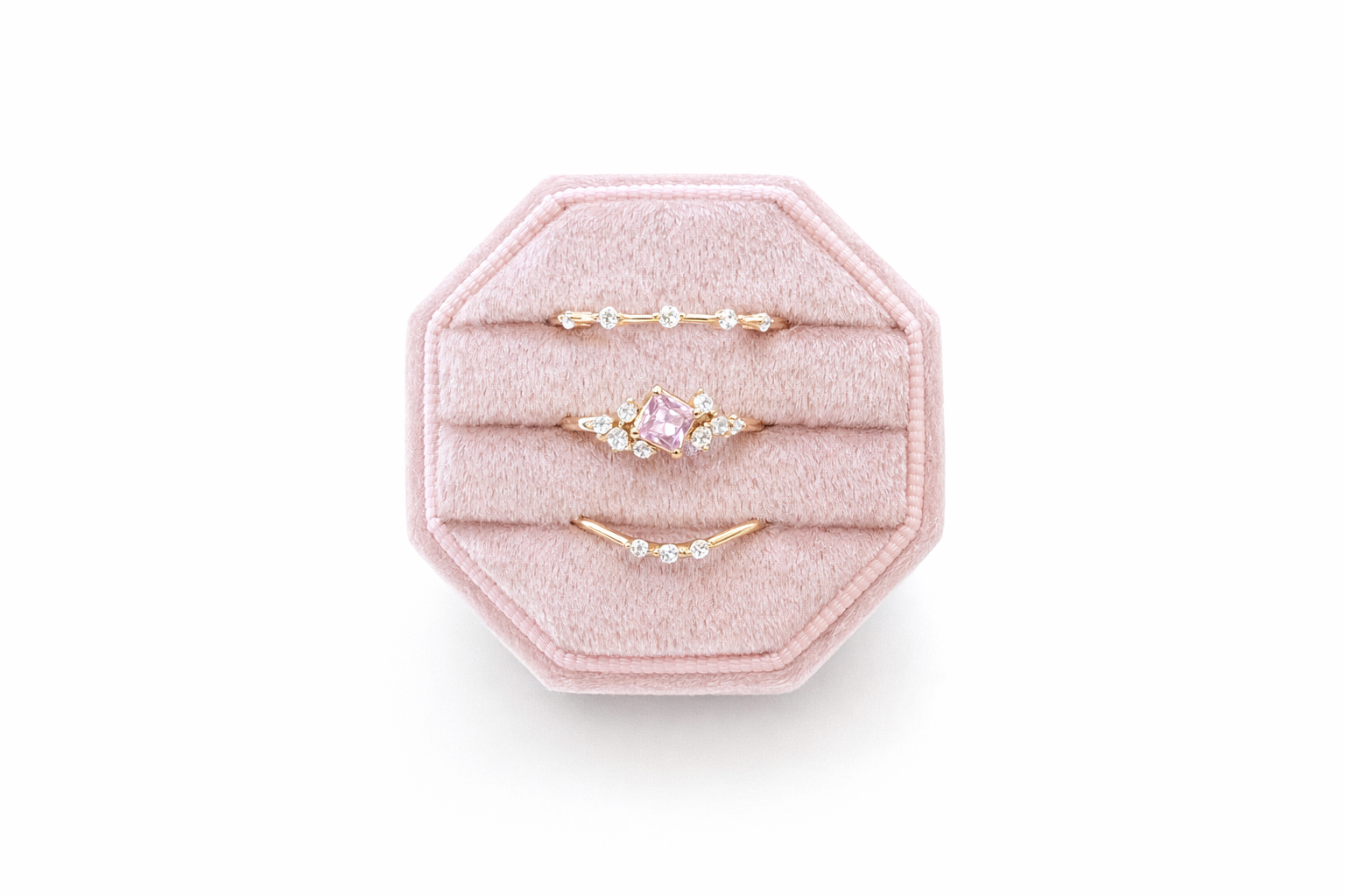BLUSH BLOOM DAINTY 3-PIECE RING STACK - GOLD RING