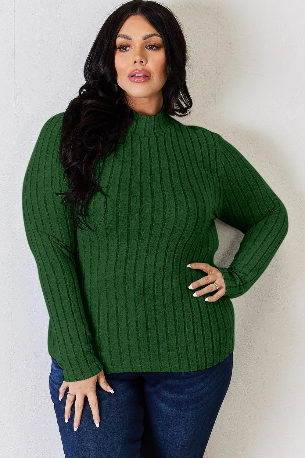 BASIC BAE RIBBED MOCK NECK LONG SLEEVE T-SHIRT Long Sleeve Top