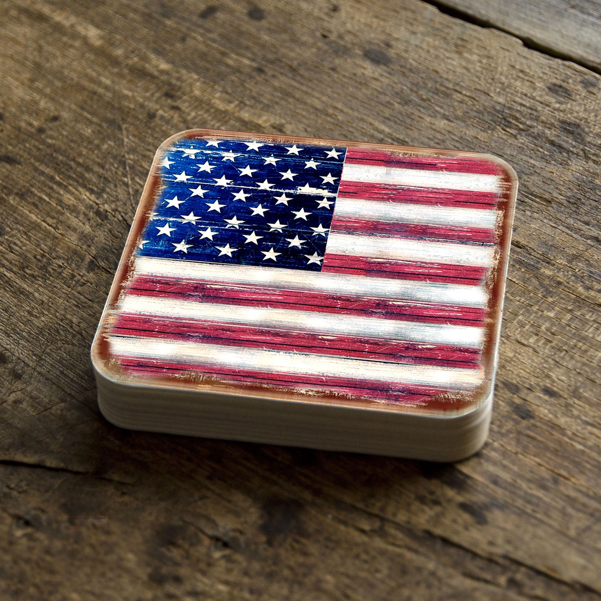 American Flag Wooden Cork Coasters Gift Set of 4 by Nature Wonders - 85099C-S4 Coasters