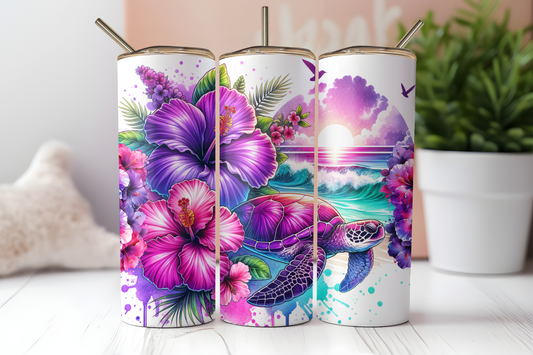 Purple Sea Turtle Tumbler