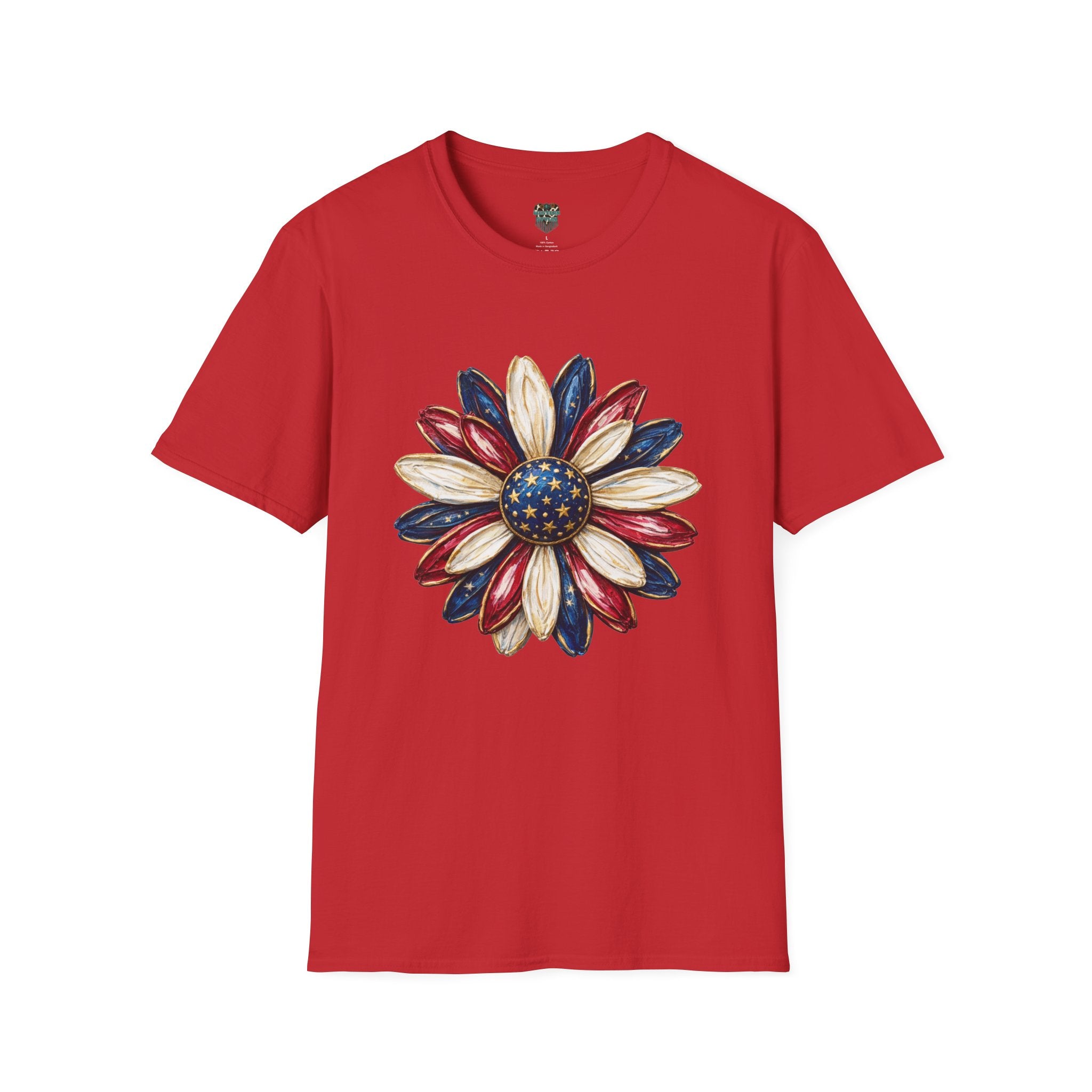 PATRIOTIC SUNFLOWER TSHIRT - RED, WHITE AND BLUE AMERICAN FLAG FLORAL GRAPHIC TEE T-Shirt