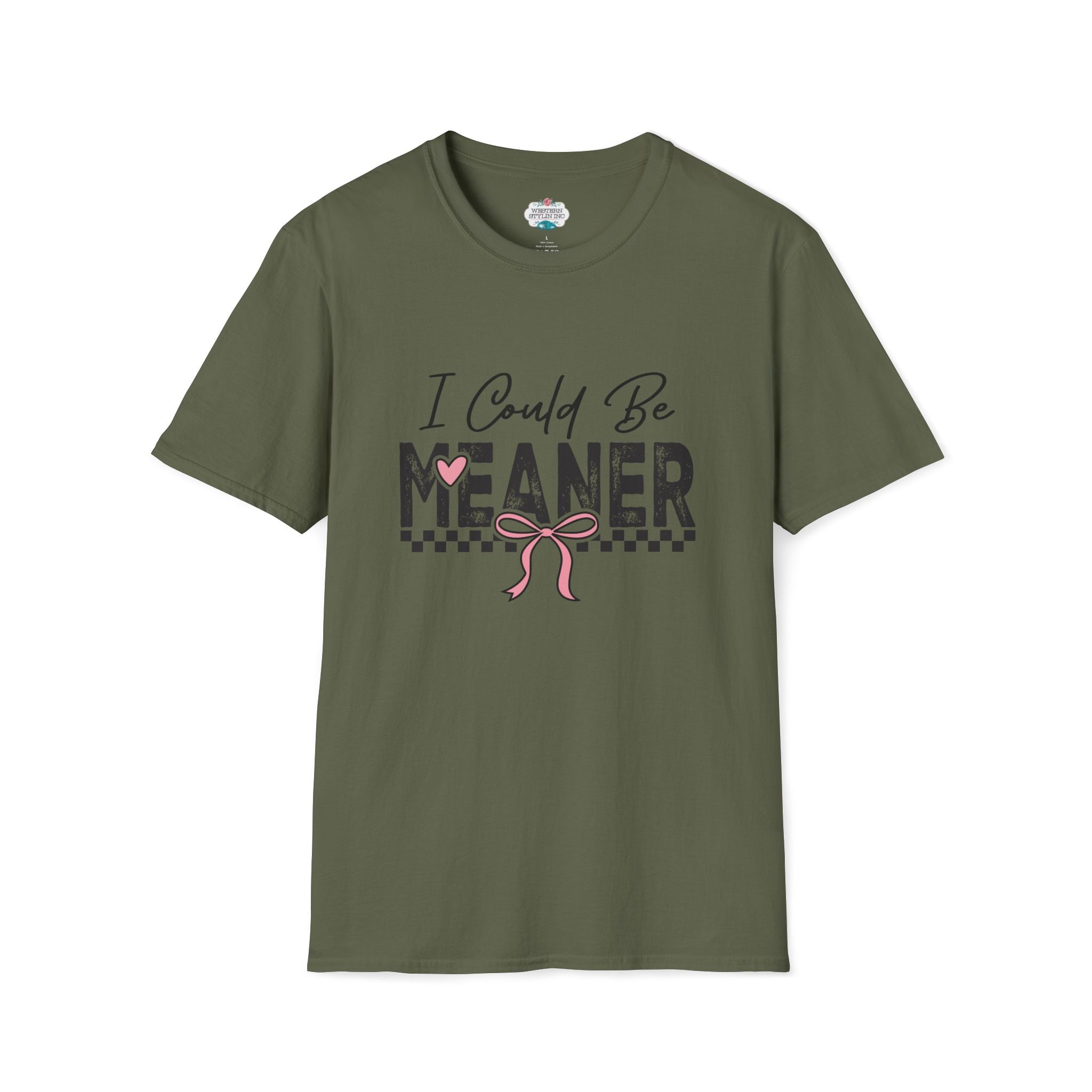 I COULD BE MEANER T-SHIRT - CUTE CHECKERED PINK BOW CUSTOM TSHIRT T-Shirt
