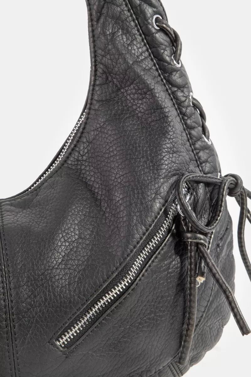 FAME LARGE LEATHER CRESCENT SHOULDER BAG Handbag