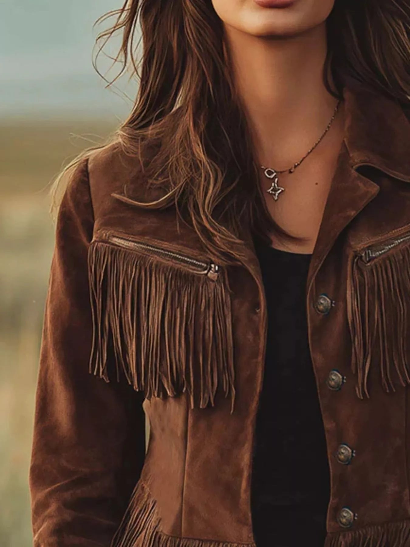 BUCKIN' BRONCO SUEDE FRINGE BUTTON UP JACKET JACKET