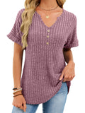 RIBBED KNIT SHORT SLEEVE T-SHIRT TOP