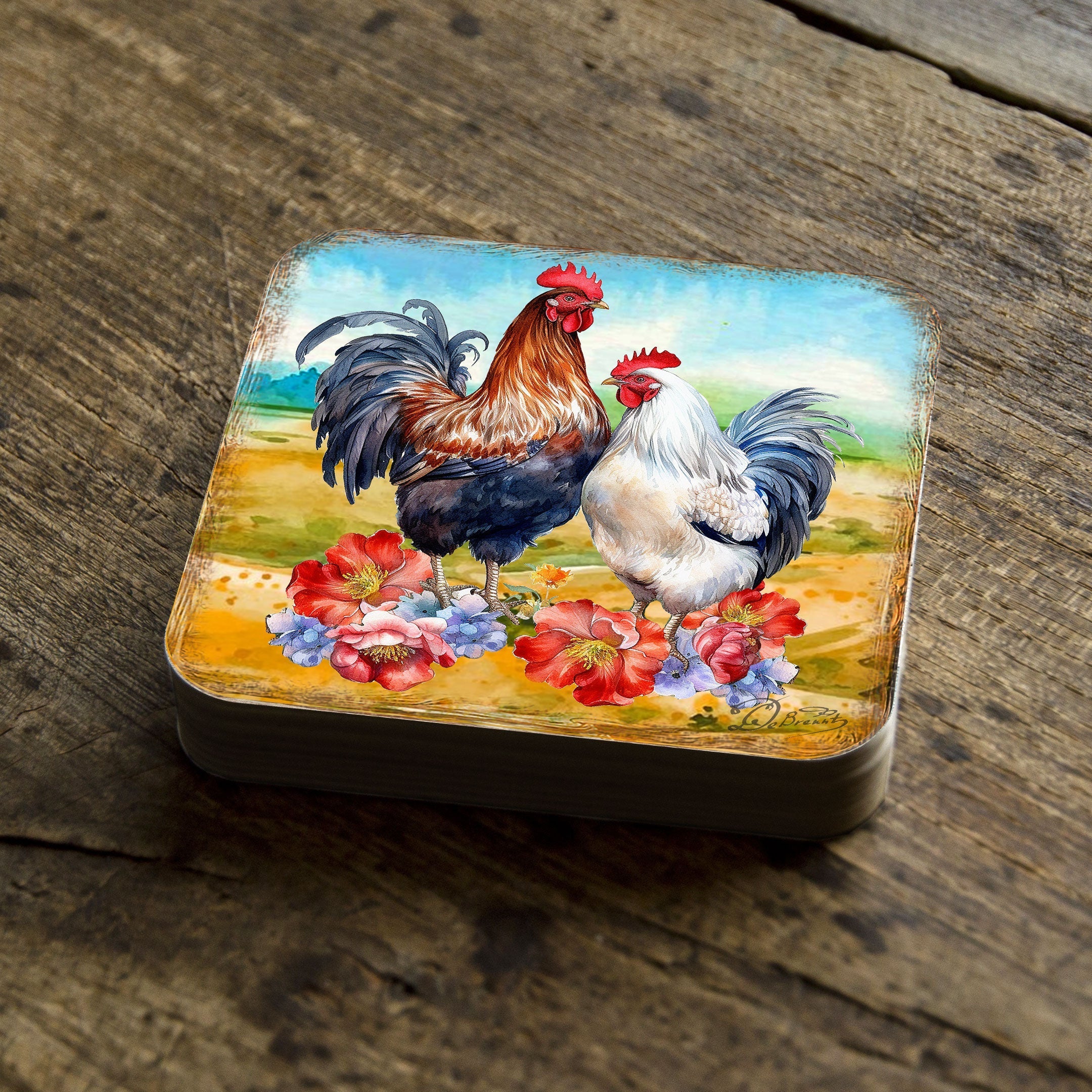 Spring on a Farm Wooden Cork Coasters Gift Set of 4 by G. Debrekht - Easter Spring Decor - 8199436C-S4 Coasters