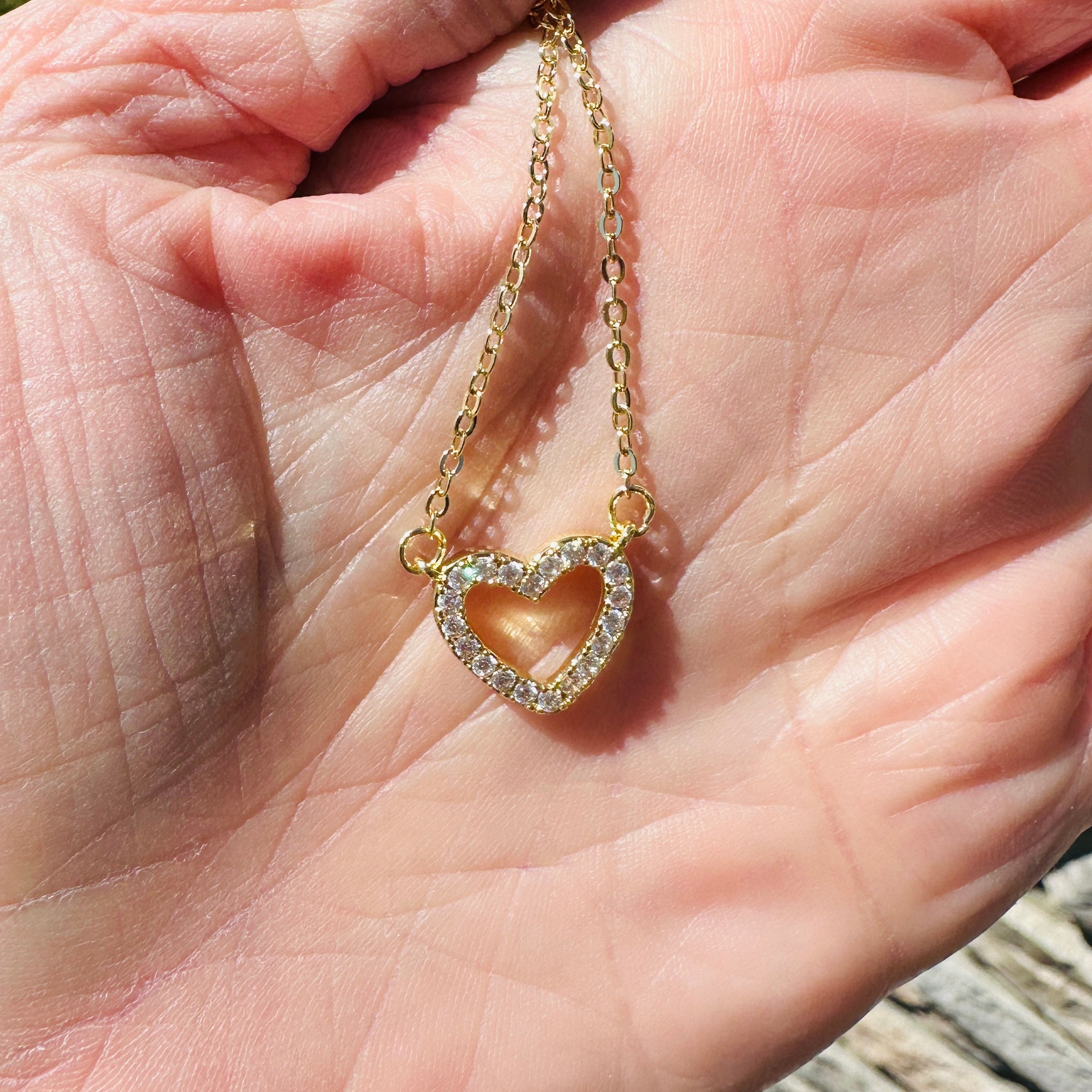 NATALIE GOLD OPEN HEART NECKLACE - 18" Necklace