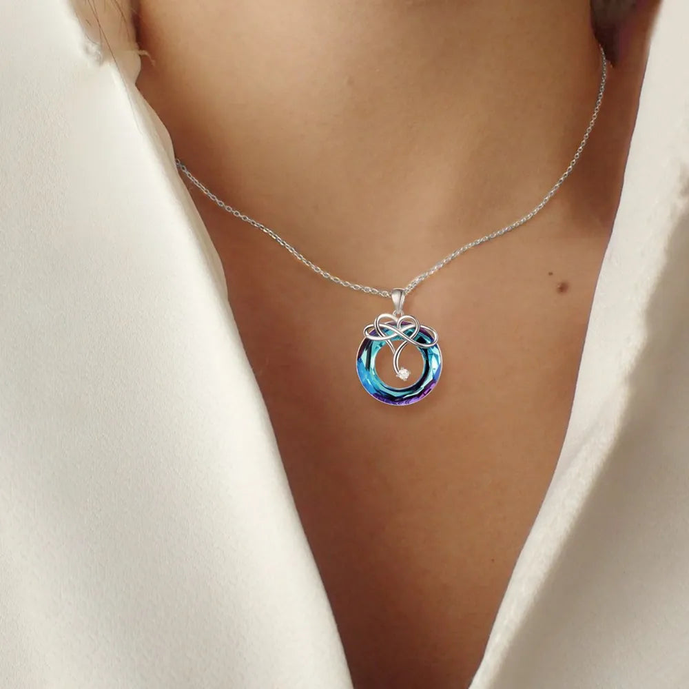 925 Sterling Silver Natural Crystal Pendant Necklace Necklace