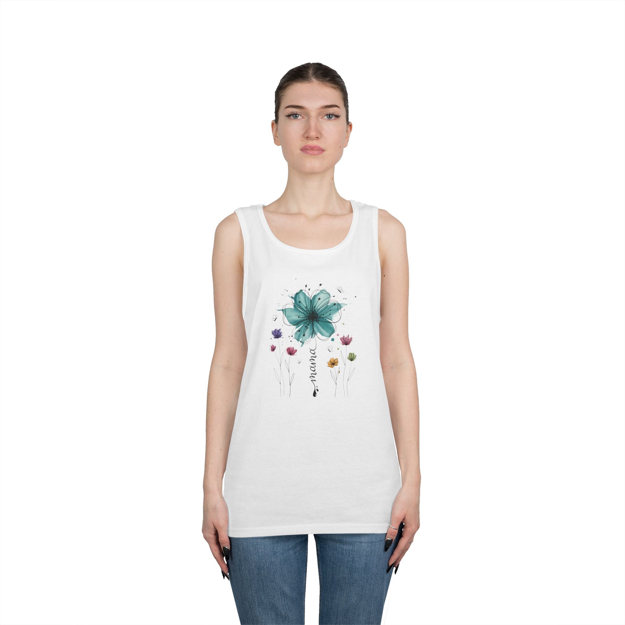 FLORAL DREAM TEAL LOTUS TANK Tank Top