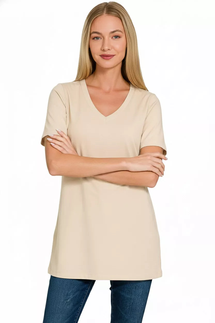 ZENANA V-NECK SHORT SLEEVE TEE Tshirts