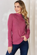 BASIC BAE RIBBED MOCK NECK LONG SLEEVE T-SHIRT Long Sleeve Top