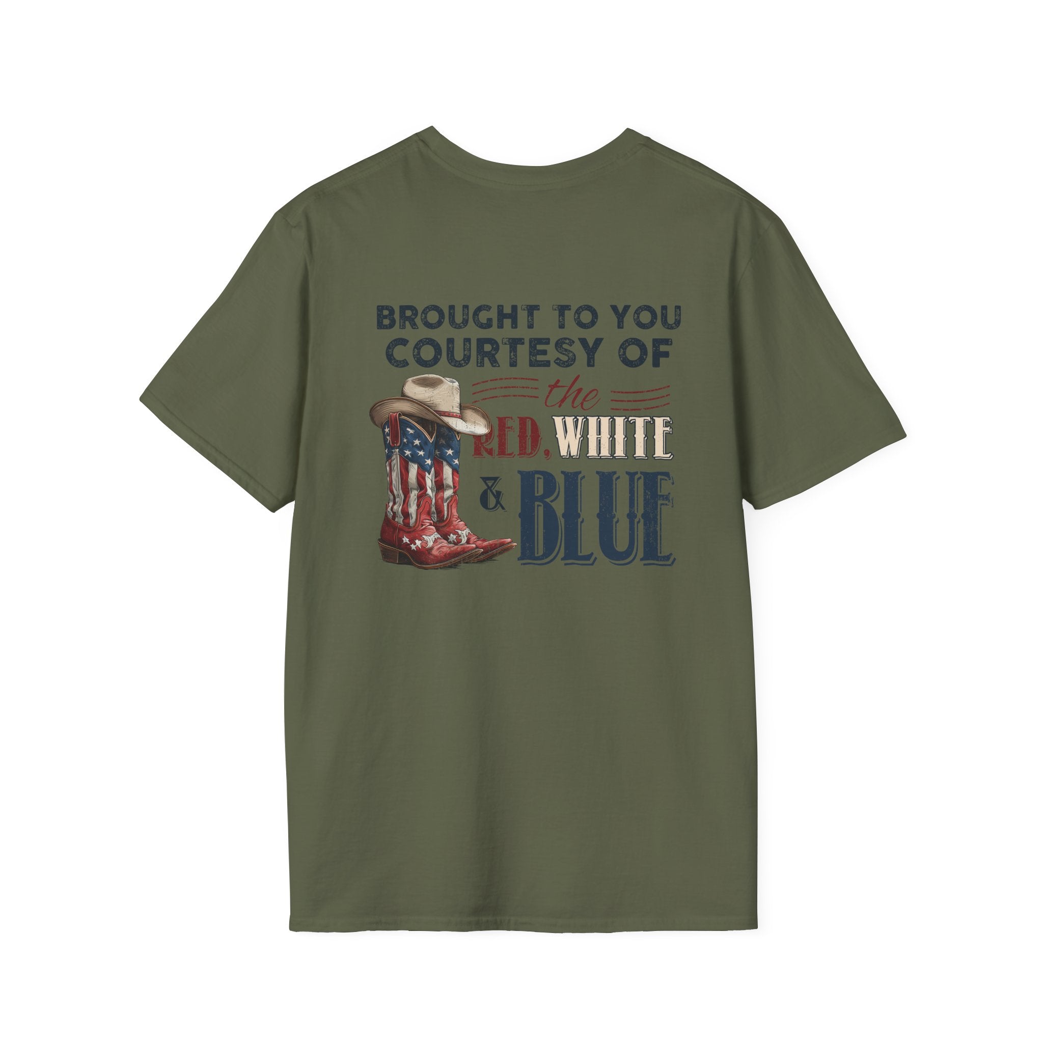 CUSTOM TSHIRT - "WE'LL PUT A BOOT IN YOUR ASS" AMERICAN FLAG COWBOY BOOTS PATRIOTIC TEE - FRONT AND BACK DESIGN T-Shirt