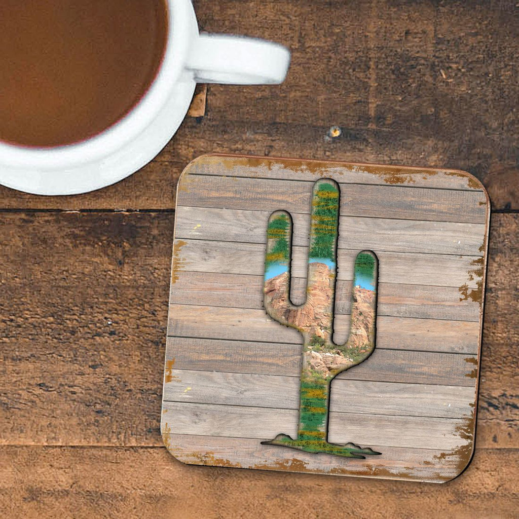 Cactus Wooden Cork Coasters Gift Set of 4 by Nature Wonders - Nature Wildlife Decor - 8199416C-S4 Coasters