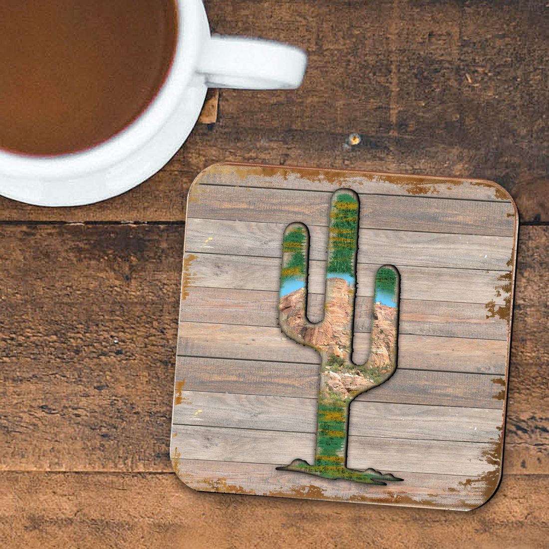 Cactus Wooden Cork Coasters Gift Set of 4 by Nature Wonders - Nature Wildlife Decor - 8199416C-S4 Coasters