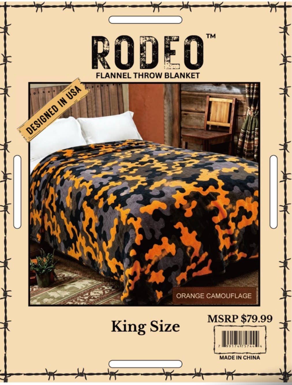 Orange camo oversized king blanket