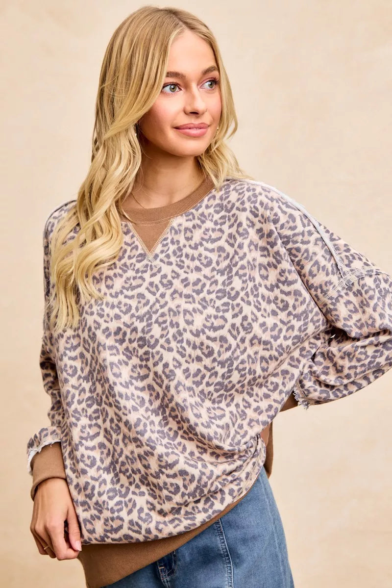 BIBI LEOPARD PRINTED FRENCH TERRY SWEATSHIRT Sweatshirt