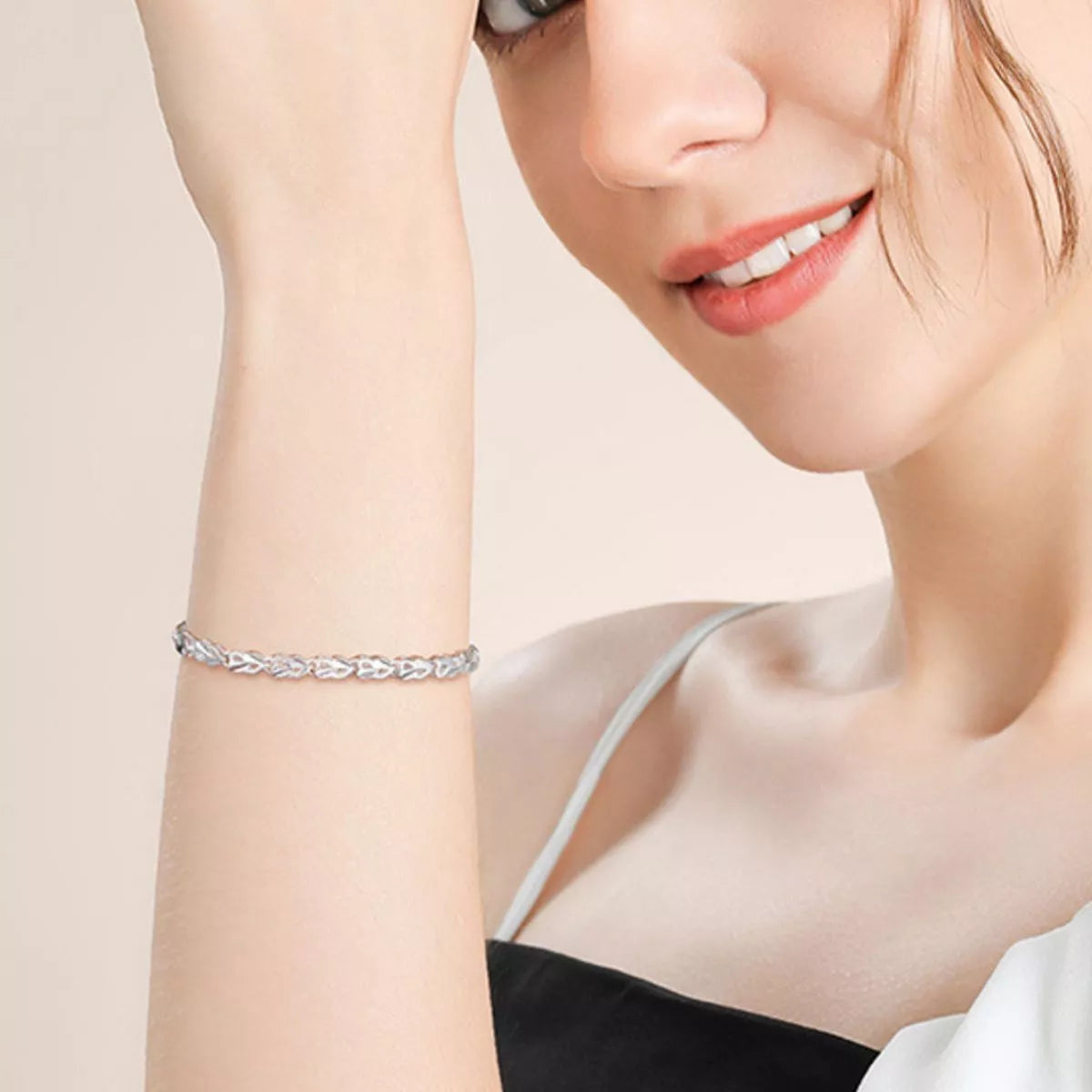 STERLING SILVER .925 HEART LINK BRACELET bracelet