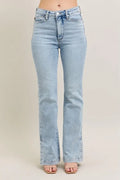 Judy Blue Full Size Tummy Control Vintage Wash Side Slit Slim Boot Jeans Plus Size Judy Blue Denim