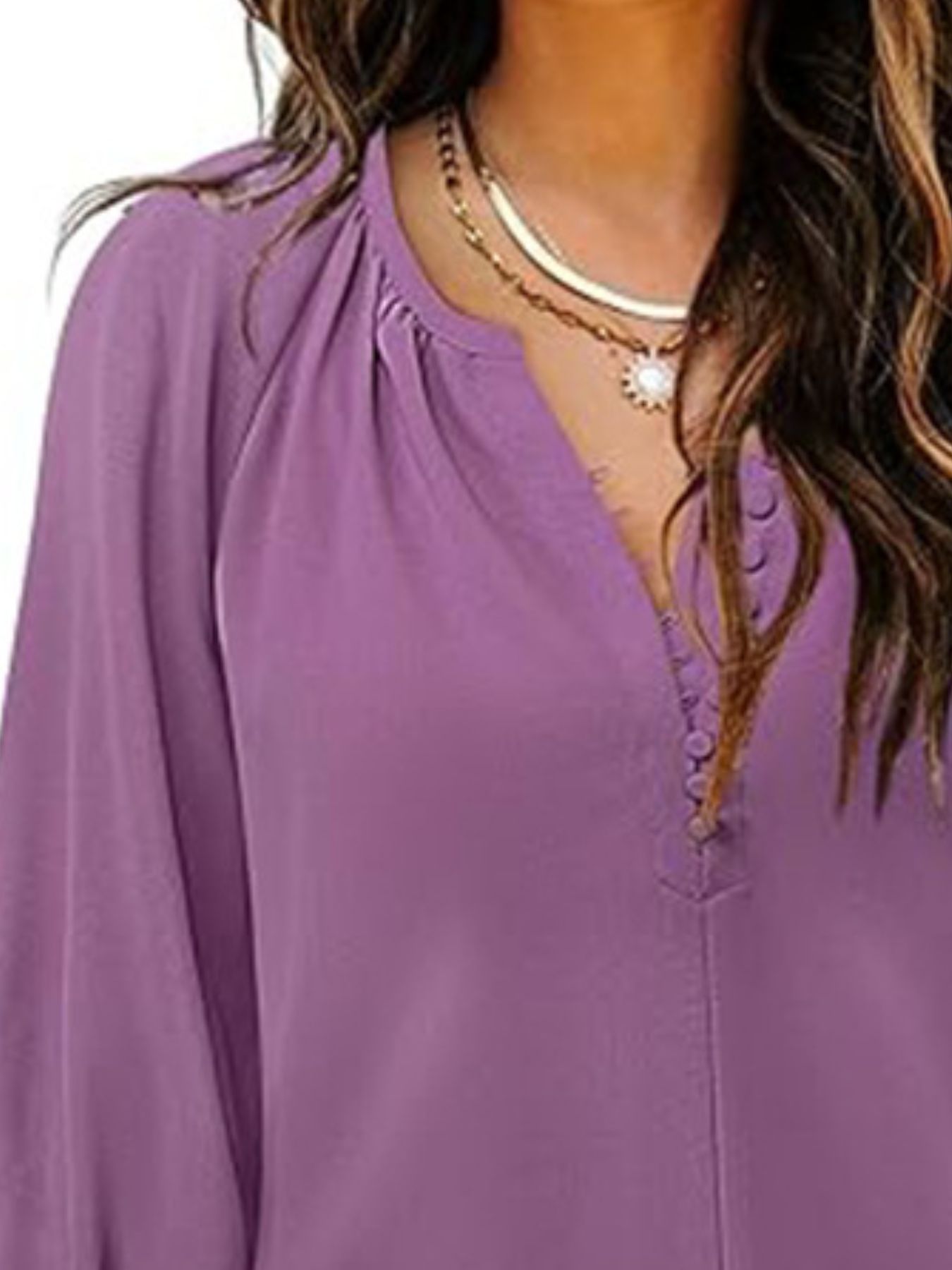 Notched 3/4 Sleeve Blouse