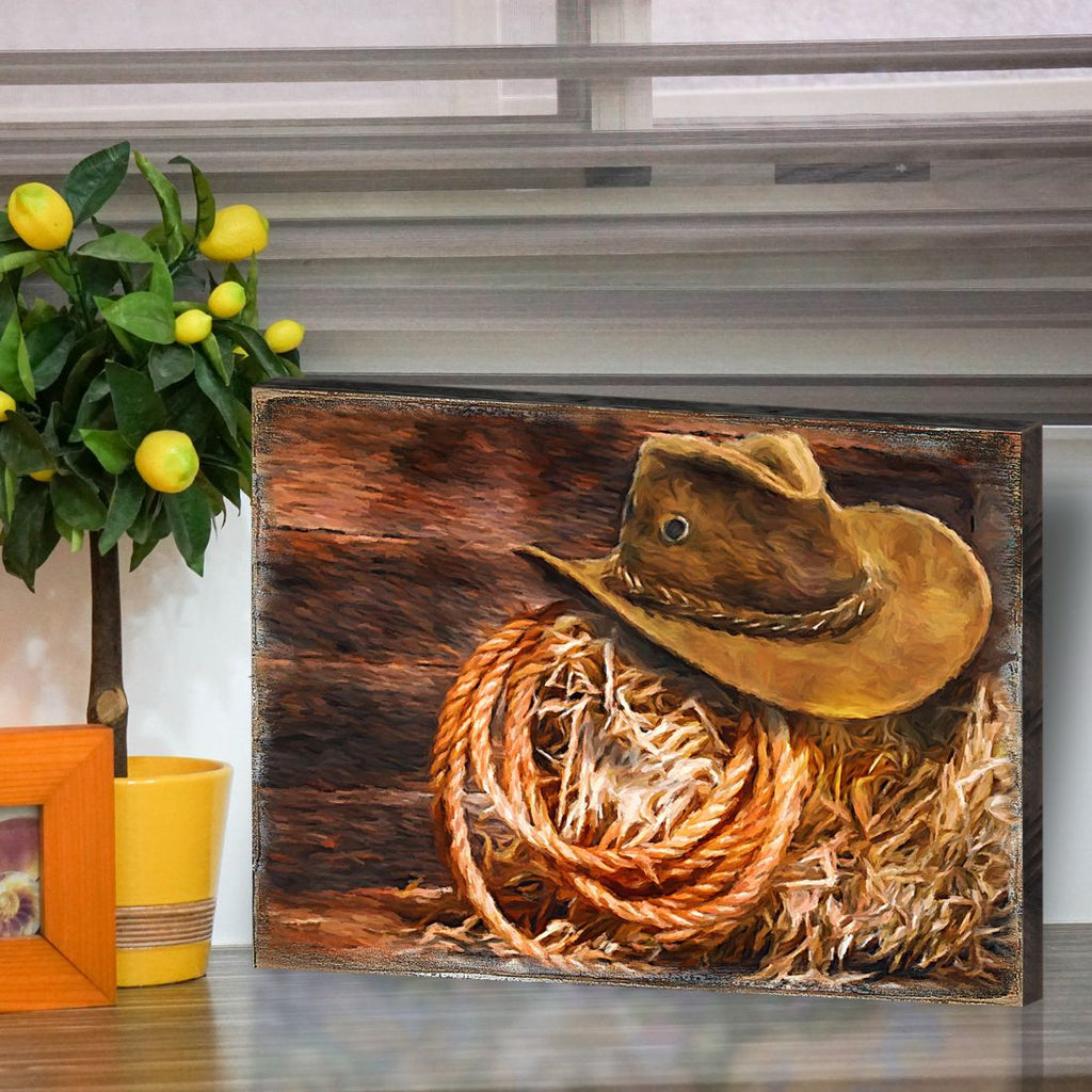 Lothen Cowboy Hat Art Wooden Wall Art by Nature Wonders - Nature Wildlife Decor - 95233B Wall Art