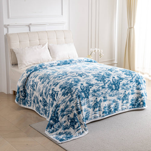 BLU TOILE COWBOYS PRINT KING SIZE SUPER SOFT PLUSH BLANKET BEDDING