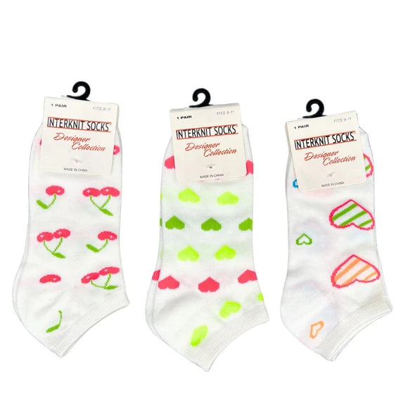 WOMEN'S FUN THEMED SOCKS - YOUR CHOICE OF LIPS OR HEARTS