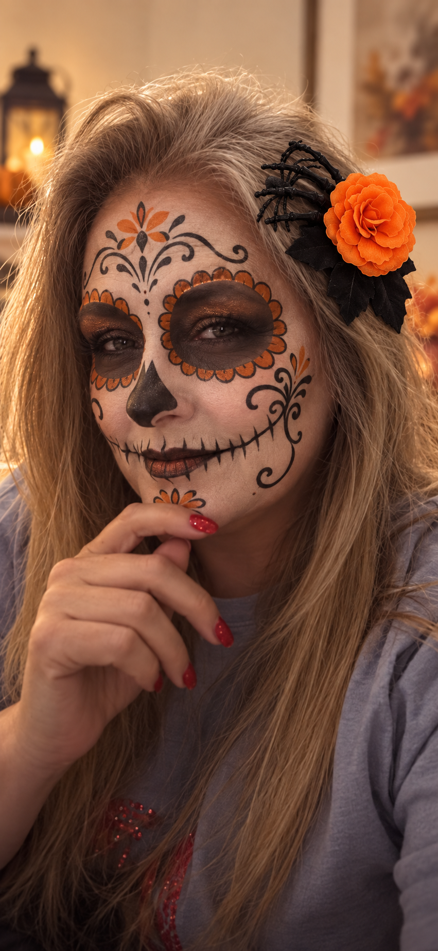 HALLOWEEN SKELETON HAND WITH FLORALS