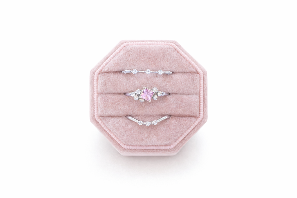 BLUSH BLOOM DAINTY 3-PIECE RING STACK - SILVER RING