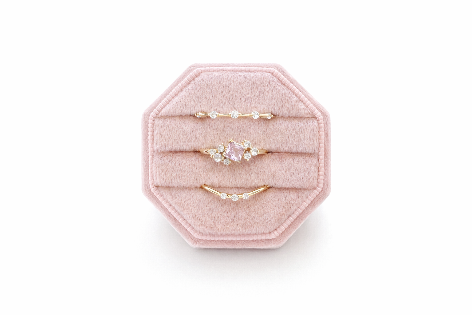 BLUSH BLOOM DAINTY 3-PIECE RING STACK - GOLD RING