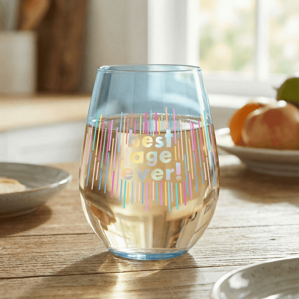 BEST AGE EVER JUMBO STEMLESS WINE GLASS 30OZ