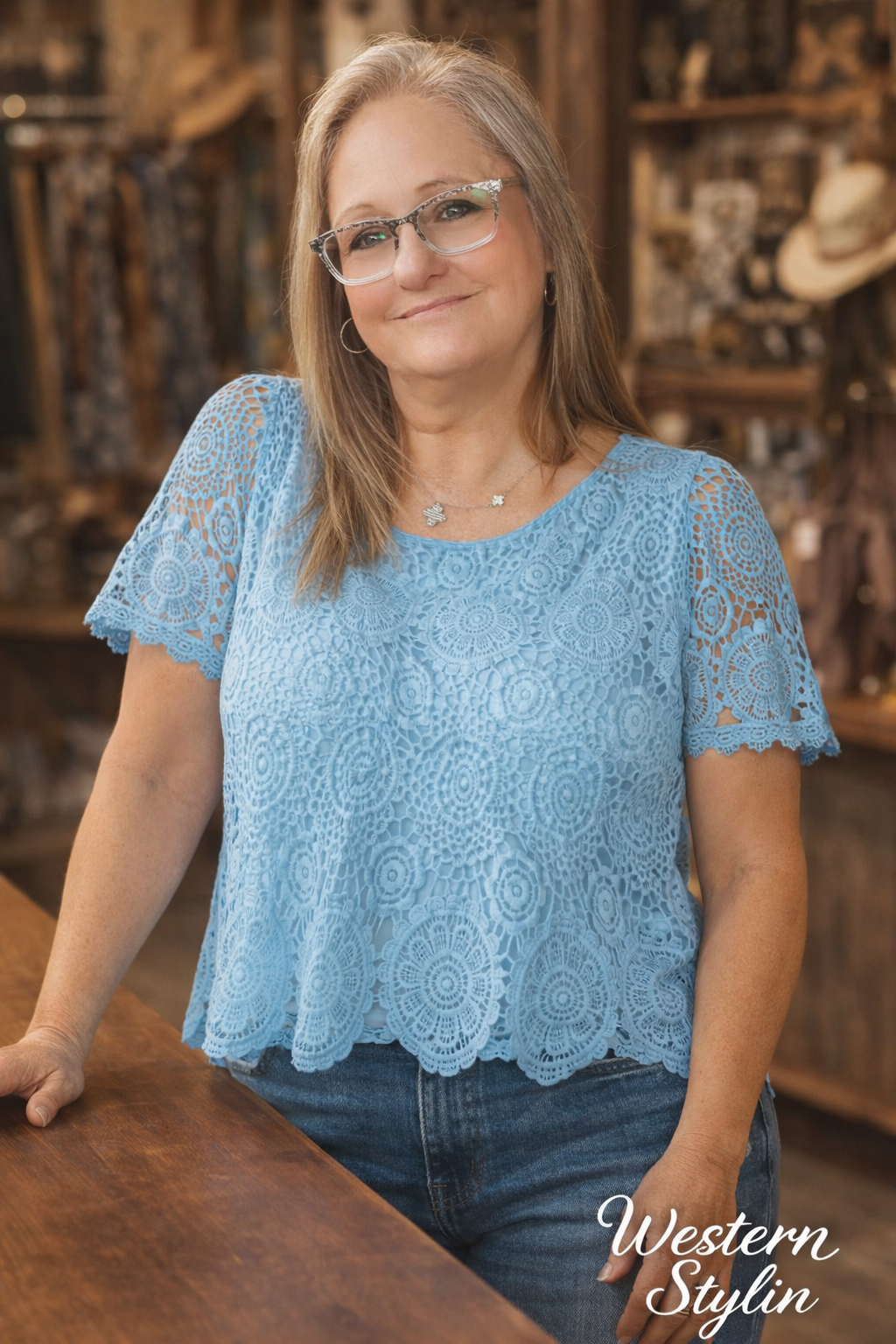 LACE SHORT SLEEVE BLOUSE - SO MANY GOOD COLORS Tops