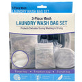 3-piece mesh laundry wash bag set packaging with bags inside
