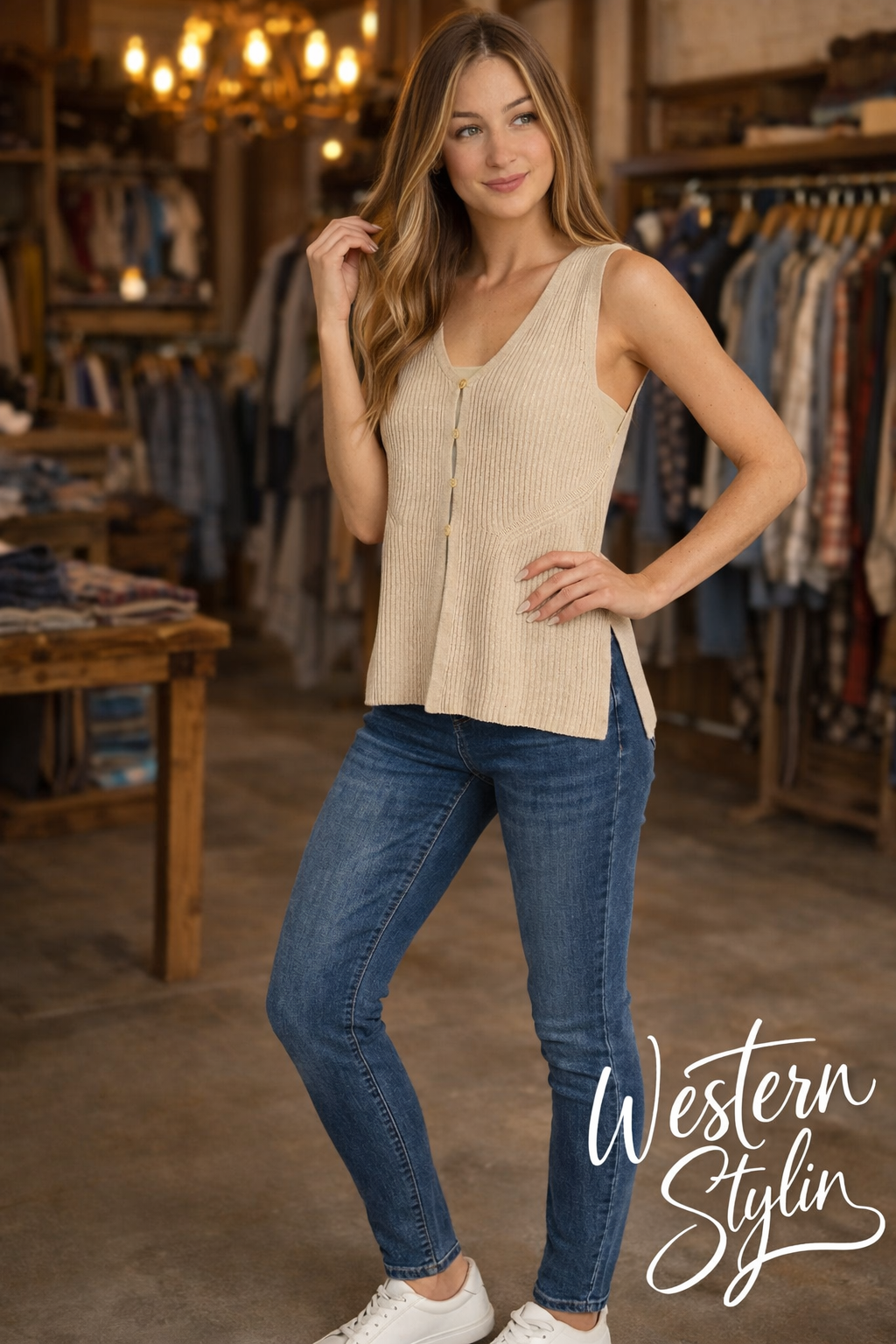 ZENANA 4 BUTTON RIBBED SWEATER VEST Tops