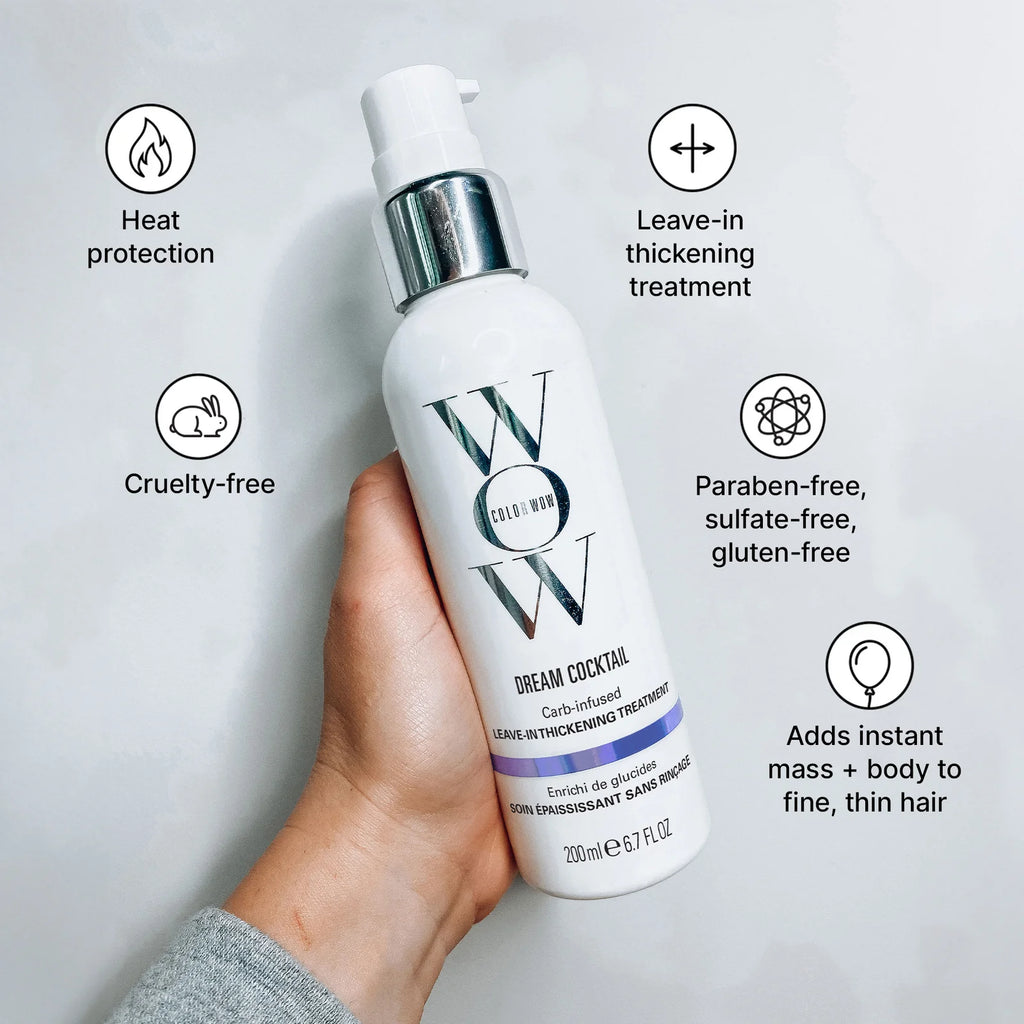 Dream Cocktail Carb-Infused Leave-in Treatment. Leave-in thickening treatment transforms fine, thin hair into thicker, fuller hair in a single blow dry